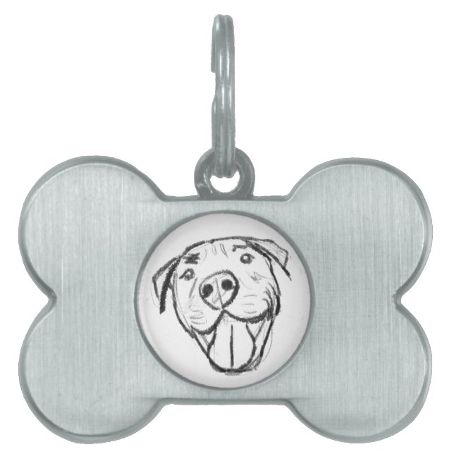 Placa Para Mascotas pitbull dibujar simples amantes del perro blanco n (Frente)