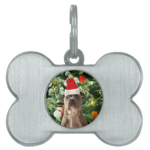 Placa Para Mascotas Pitbull Perro Árbol de Navidad Ornamentos Snowman