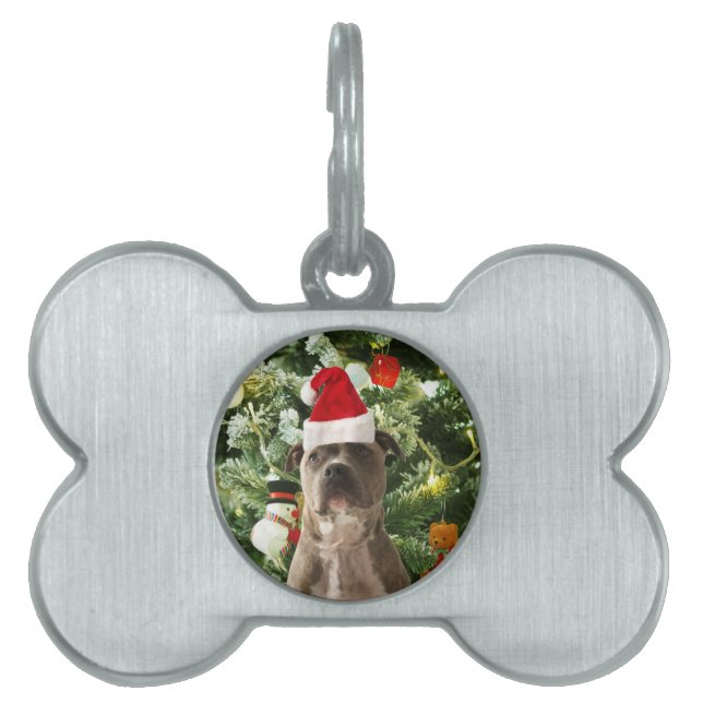 Placa Para Mascotas Pitbull Perro Árbol de Navidad Ornamentos Snowman (Frente)