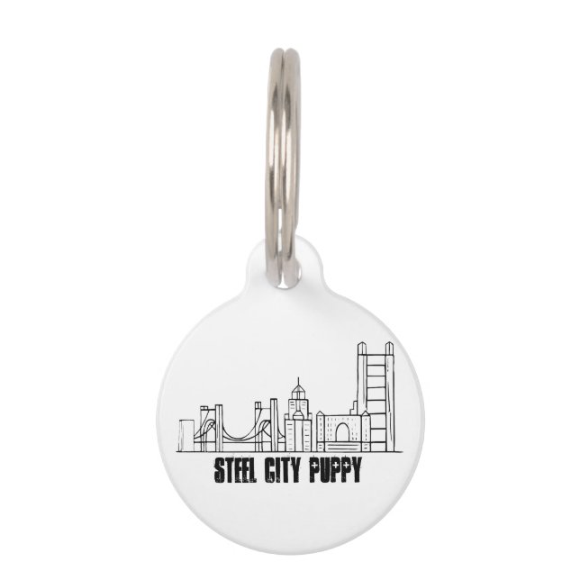 Placa Para Mascotas Pittsburgh Skyline (Anverso)