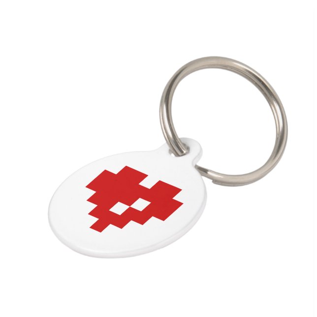 Placa Para Mascotas Pixel Heart 8 Bit Love (Lateral)