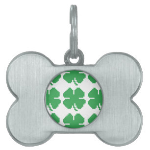 Placa Para Mascotas Pixel Lucky Four Leaf Clover de 8 bits