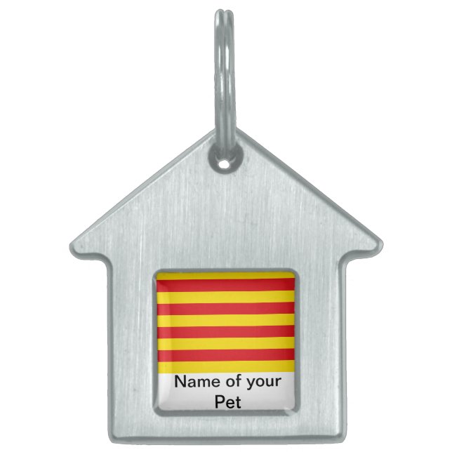 Placa Para Mascotas Placa identificativa con la bandera de Cataluña (Frente)
