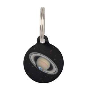 Placa Para Mascotas Planet Saturn Starry Sky