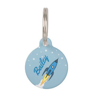 Placa Para Mascotas Plantilla conocida personalizada azul del espacio