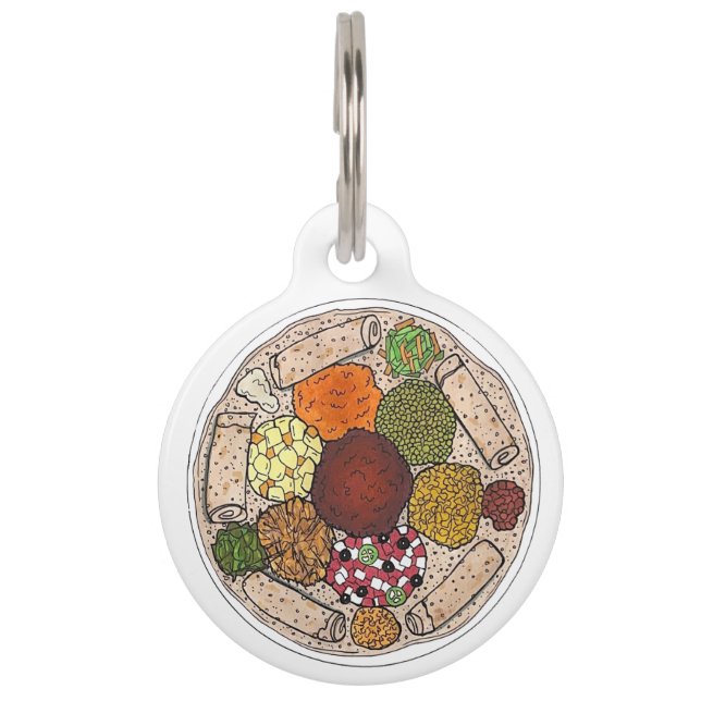 Placa Para Mascotas Plata de comida de cocina etíope Injera Wat Lentil (Anverso)