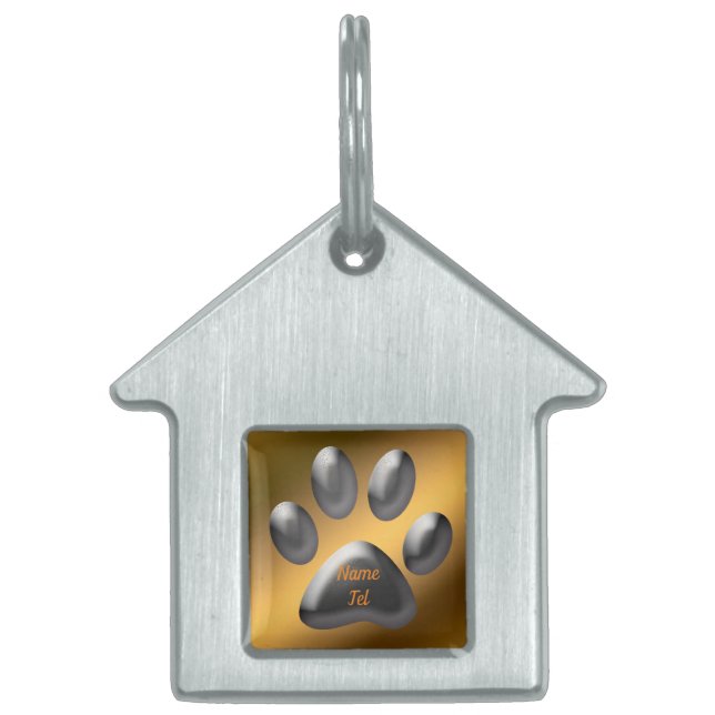 Placa Para Mascotas Plata dorada (Frente)