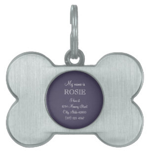 Placa Para Mascotas Plata personalizada morada silenciada