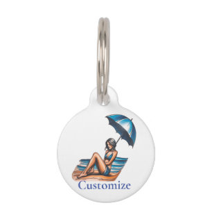 Placa Para Mascotas Playa de Chica bikini Napping Thunder_Cove