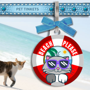 Placa Para Mascotas Playa De Gato Kitty, Por Favor