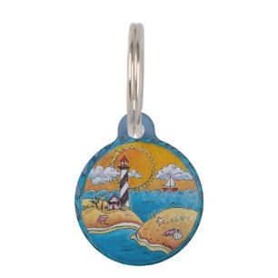 Placa Para Mascotas Playa de verano divertida costa soleada