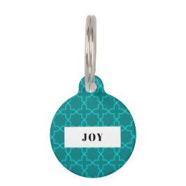 Placa Para Mascotas Pluma Personalizada con Patrón de Estrella Verde A