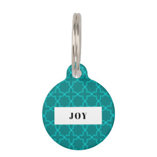 Placa Para Mascotas Pluma Personalizada con Patrón de Estrella Verde A