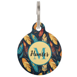 Placa Para Mascotas Plumas Personalizadas del Suroeste Indígena Americ
