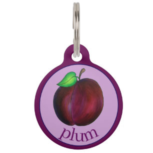 Placa Para Mascotas Plumas Ripe Verano Pluma Púrpura Ilustracion Fruta