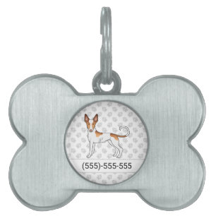Placa Para Mascotas Podenco Ibicenco Blanco y Rojo Pelo Liso Perro y N