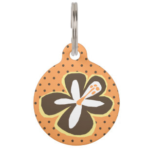 Placa Para Mascotas Pokii Hawaiian Hibiscus de corte con lunares