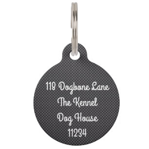Placa Para Mascotas Polímero negro y gris de la fibra de carbono