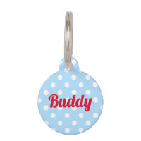 Polka azul retro Dog Perro Pup Cat Kitty Name Cute