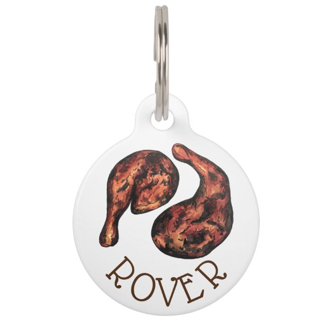 Placa Para Mascotas Pollo de Jerk Caribe Comida jamaiquina del oeste d (Anverso)