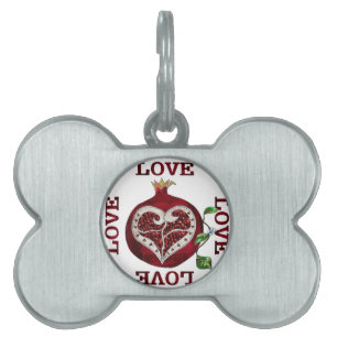 Placa Para Mascotas Pomegranate Heart LOVE Valentine