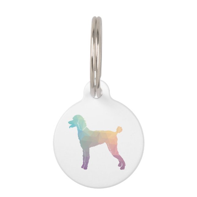 Placa Para Mascotas Poodle Geo Silhouette Pastel (Anverso)