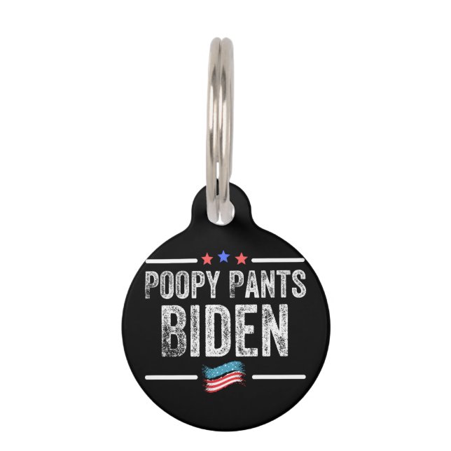 Placa Para Mascotas Poopy Pants Biden (Anverso)
