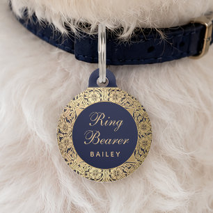 Placa Para Mascotas Portador de Anillo de Boda Rosas Doradas Vintage A