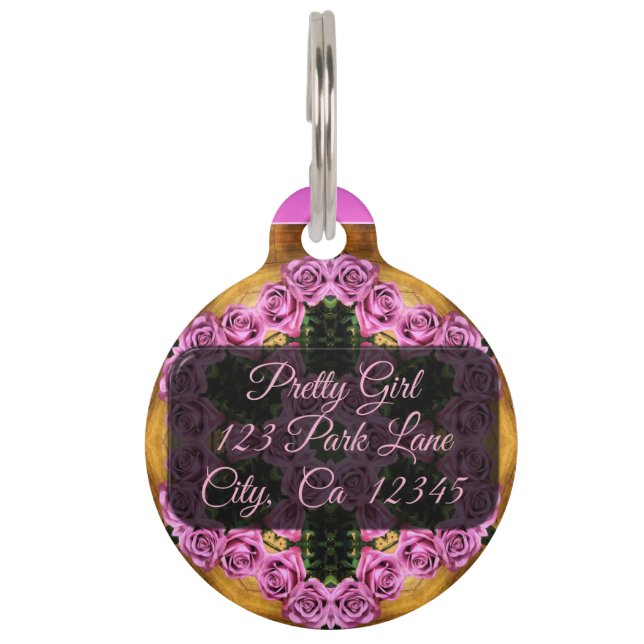 Placa Para Mascotas Posiciones de ganancia rosa (Anverso)