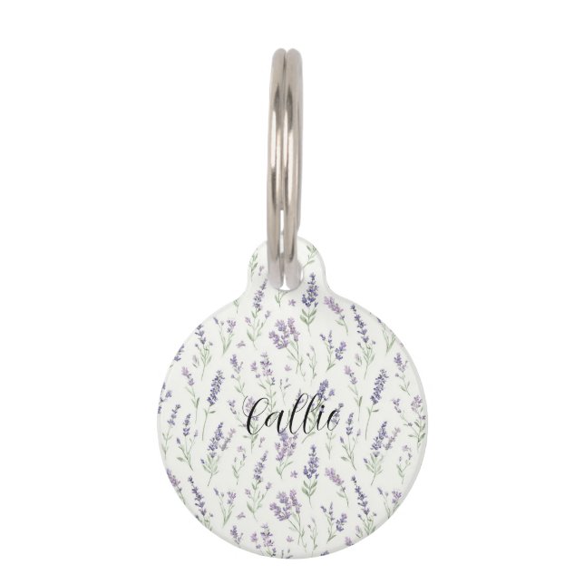 Placa Para Mascotas Pretty Lavender White Flowers   (Anverso)