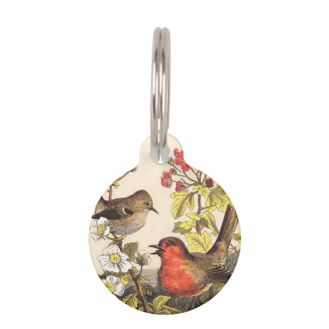 Placa Para Mascotas Primavera Robin Birds Red Birds (Anverso)