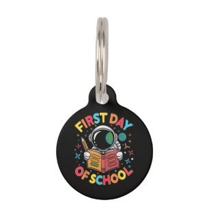 Placa Para Mascotas Primer Día de Escuela Astronauta Espacio Regreso a