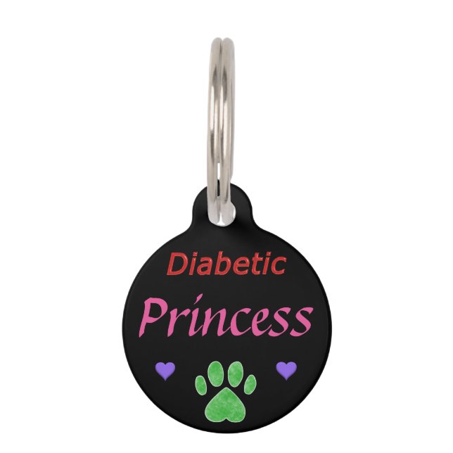Placa Para Mascotas Princesa alerta diabética Custom (Anverso)