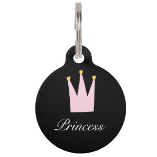 Placa Para Mascotas Princesa de la Corona Rosa