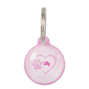 Placa Para Mascotas Princesa del Corazón Rosa Personalizable