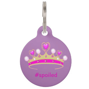 Placa Para Mascotas Princesa estropeada Round Large Pet Tag