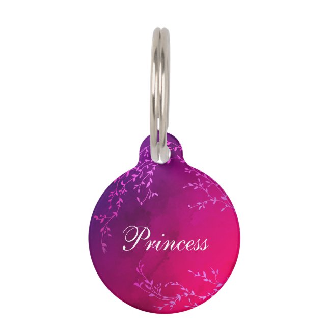 Placa Para Mascotas Princess name pink glitz (Anverso)