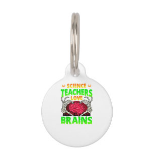 Placa Para Mascotas Profesores Brains Skeleton Halloween