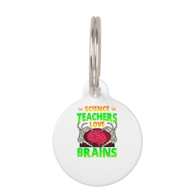 Placa Para Mascotas Profesores Brains Skeleton Halloween (Anverso)