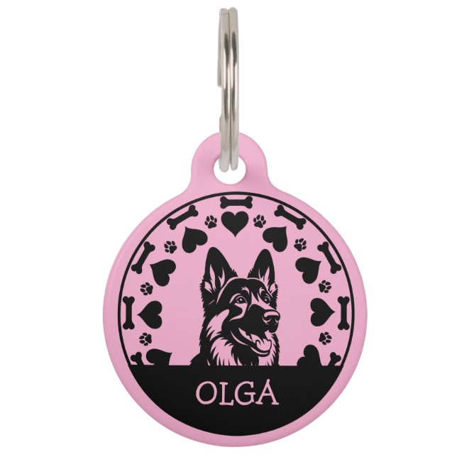 Placa Para Mascotas Propietario alemán de perro pastor (Anverso)