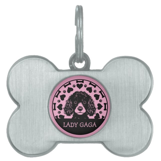 Placa Para Mascotas Propietario de perro de caniche (Frente)