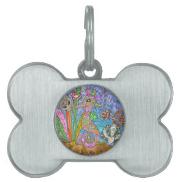 Placa Para Mascotas Psicodelia Seahorse Sea Turtle Art