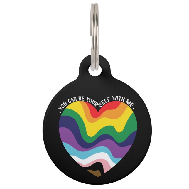 Placa Para Mascotas Puedes Estar Conmigo Mismo Gay Transgénero LGBT (Anverso)
