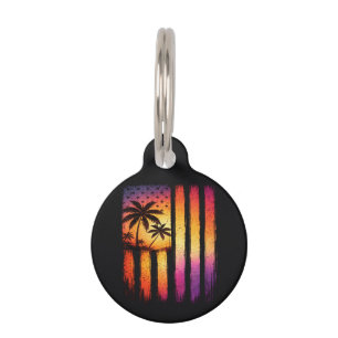 Placa Para Mascotas Puesta de sol de verano American Vintage 4 de juli