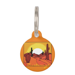 Placa Para Mascotas Puesta del sol Thunder_Cove del cactus del