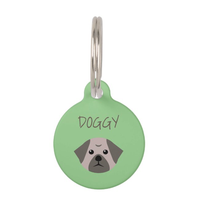 Placa Para Mascotas Pug Cute Dog (Reverso)