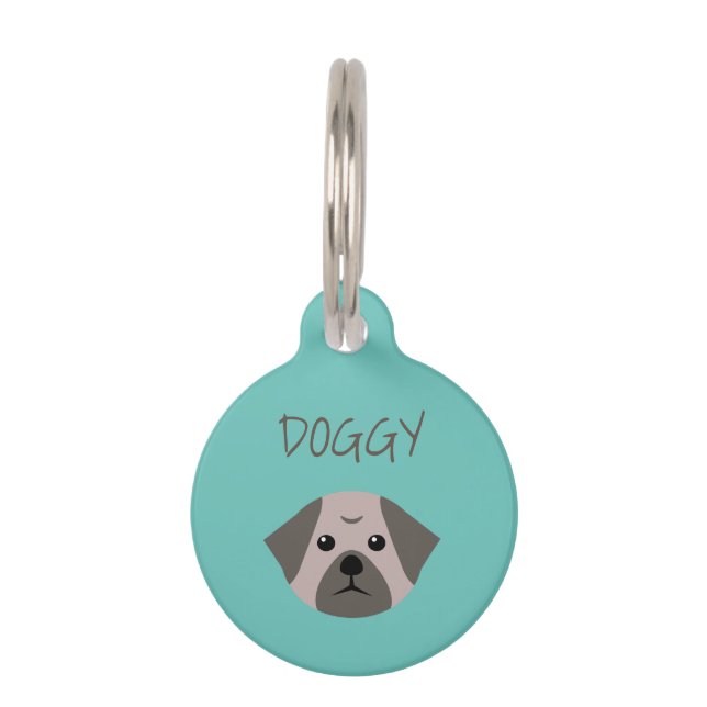 Placa Para Mascotas Pug Cute Dog (Reverso)