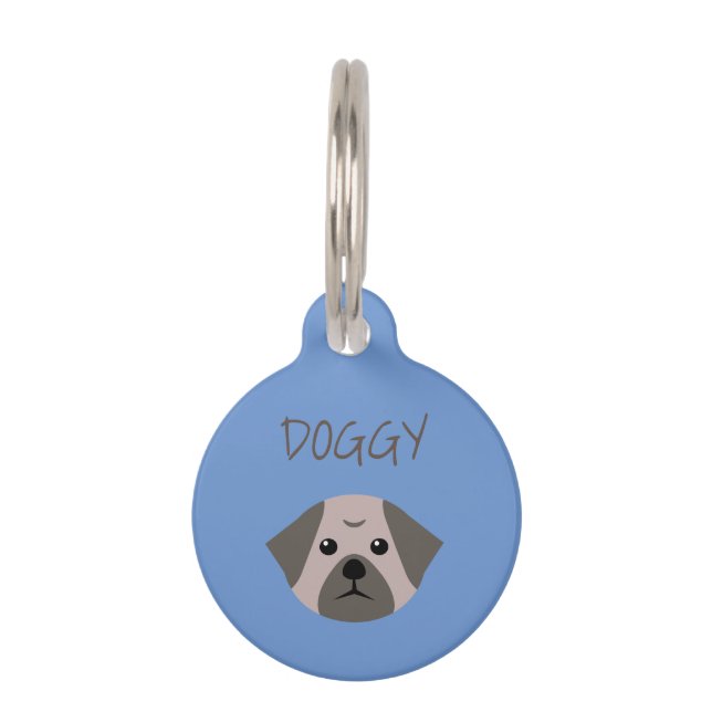 Placa Para Mascotas Pug Cute Dog (Reverso)