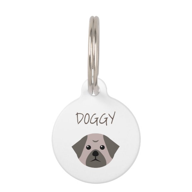 Placa Para Mascotas Pug Cute Dog (Reverso)