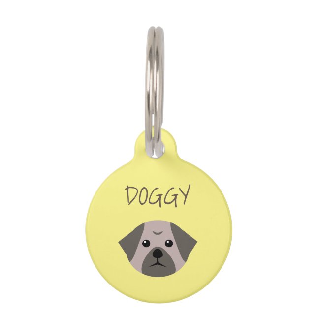 Placa Para Mascotas Pug Cute Dog (Reverso)